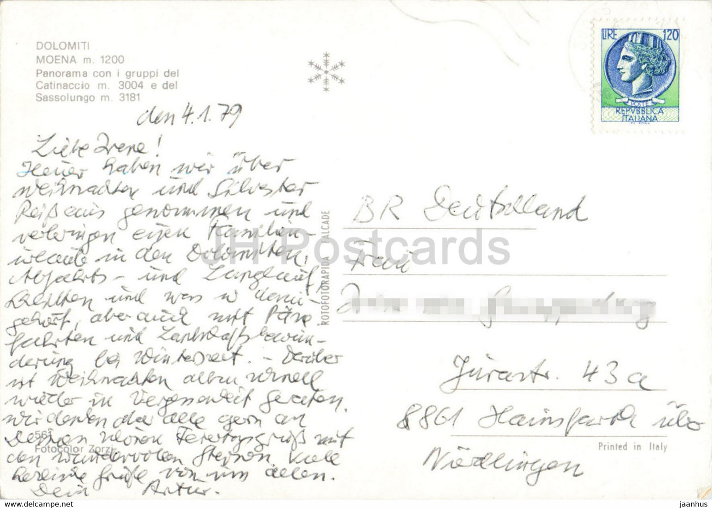 Dolomiti - Moena 1200 m - Catinaccio - Sassolungo - 1979 - Italy - used