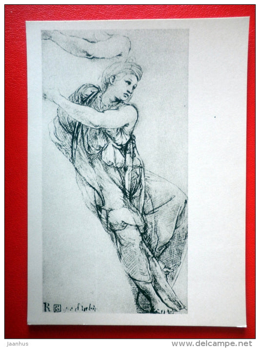 Drawing by Raphael . Study figures Phrygian Sibyl - italian art - unused - JH Postcards
