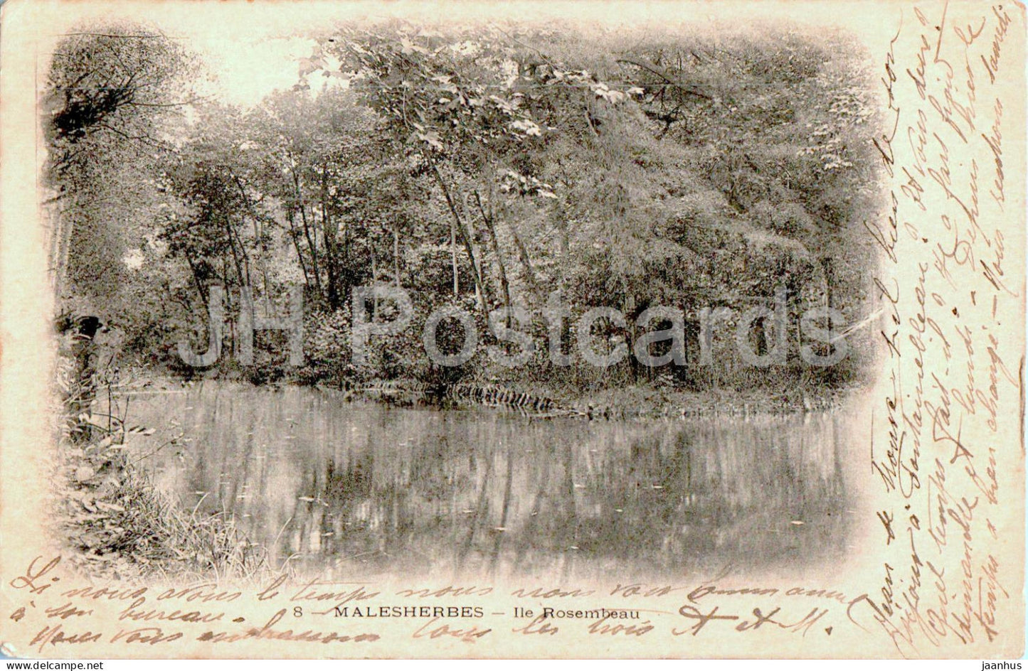 Malesherbes - Ile Rosembeau - island - old postcard - 1905 - France - used - JH Postcards