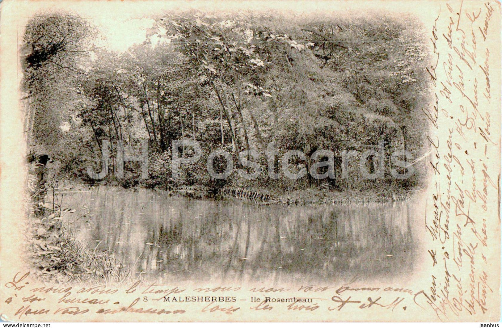 Malesherbes - Ile Rosembeau - island - old postcard - 1905 - France - used - JH Postcards