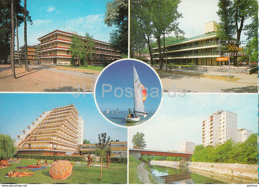 Siofok - hotel - sailing boat - multiview - 1989 - Hungary - used - JH Postcards