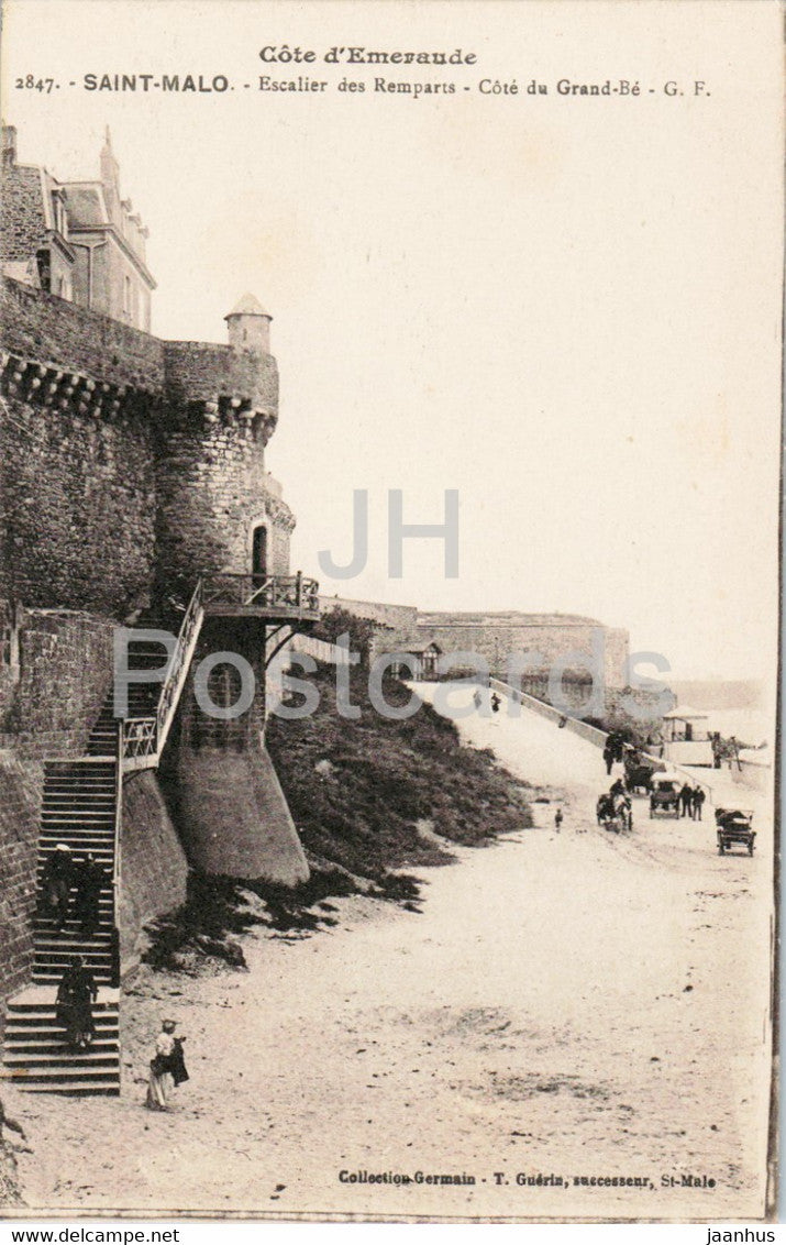 Saint Malo - Escalier des Remparts - Cote du Grand Be - 2847 - old postcard - France - unused - JH Postcards