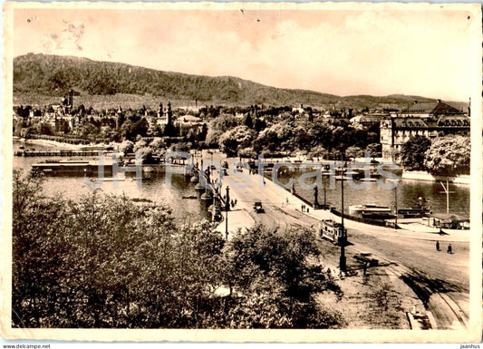 Zurich - Quaibrucke - Uetliberg - tram - bridge - old postcard - 59 - 1936 - Switzerland - used - JH Postcards