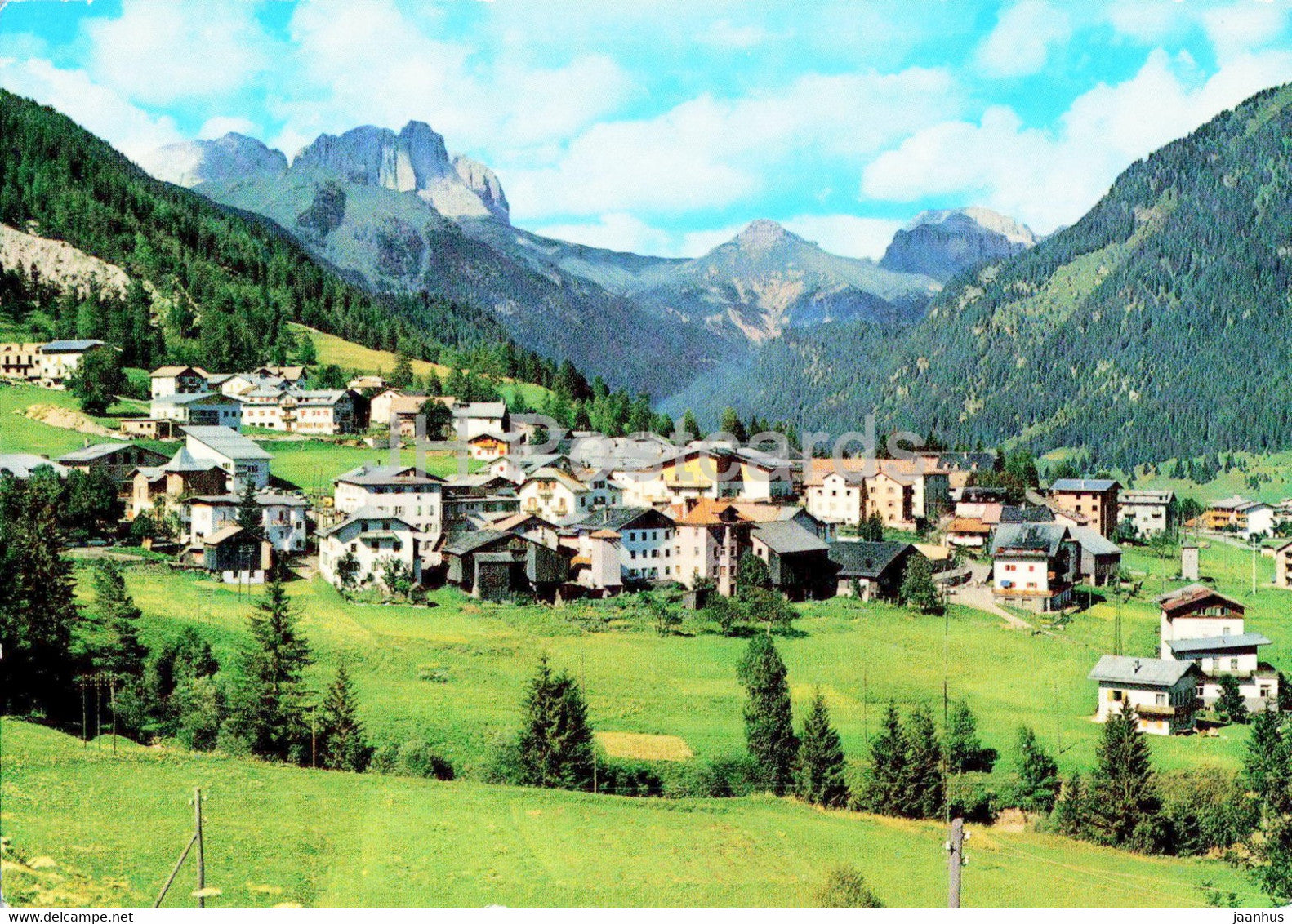 Vigo di Fassa - Panorama e veduta del Catinaccio Col Rodella e Gruppo Sella - Italy - unused - JH Postcards