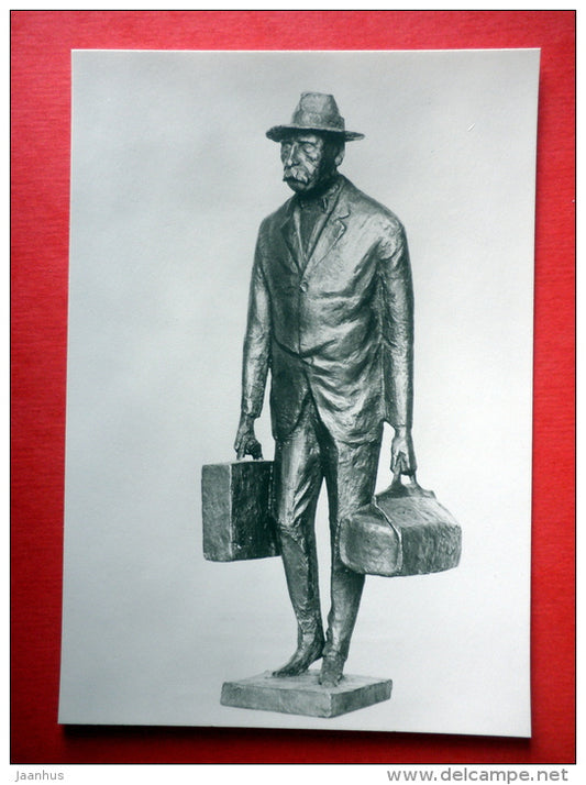 Albert Schweitzer , bronze statue by Jurgen v. Woyski - sculpture - DDR Germany - unused - JH Postcards