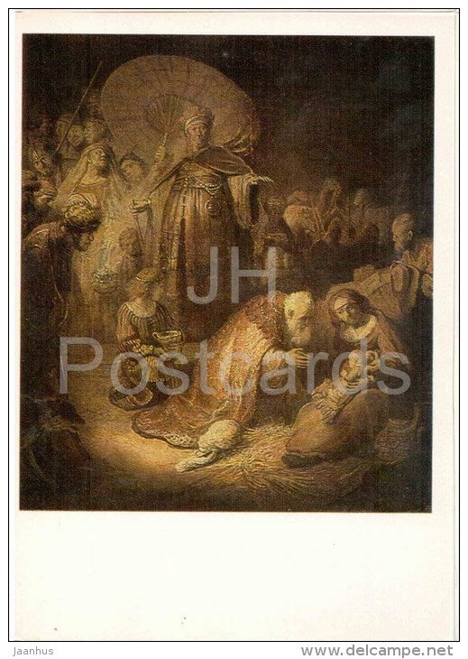 painting by Rembrandt - The Adoration of the Magi , 1632 - dutch art - unused - JH Postcards