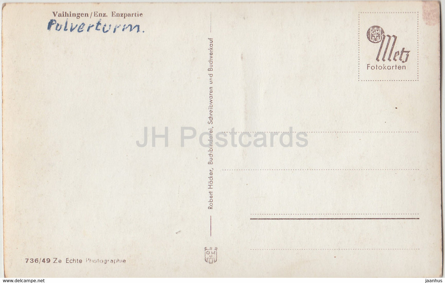 Vaihingen - Enz Enzpartie - Pulveturm - old postcard - Germany - used