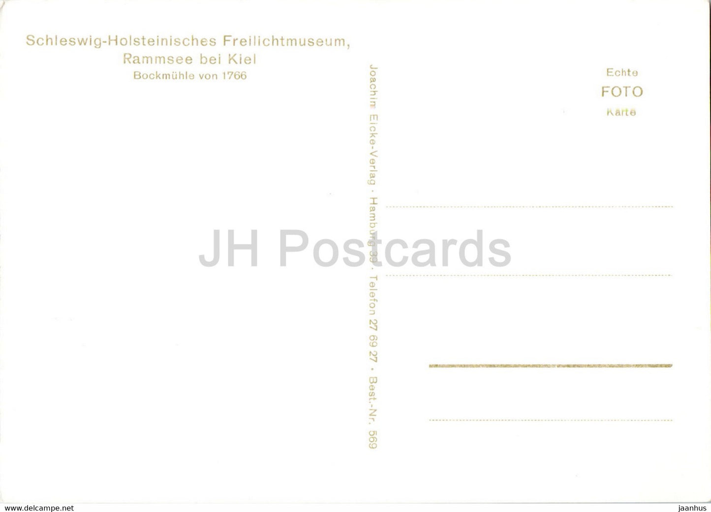 Schleswig Holsteinisches Freilichtmuseum - Rammsee bei Kiel - Bockmuhle von 1766 - windmill - Germany - unused