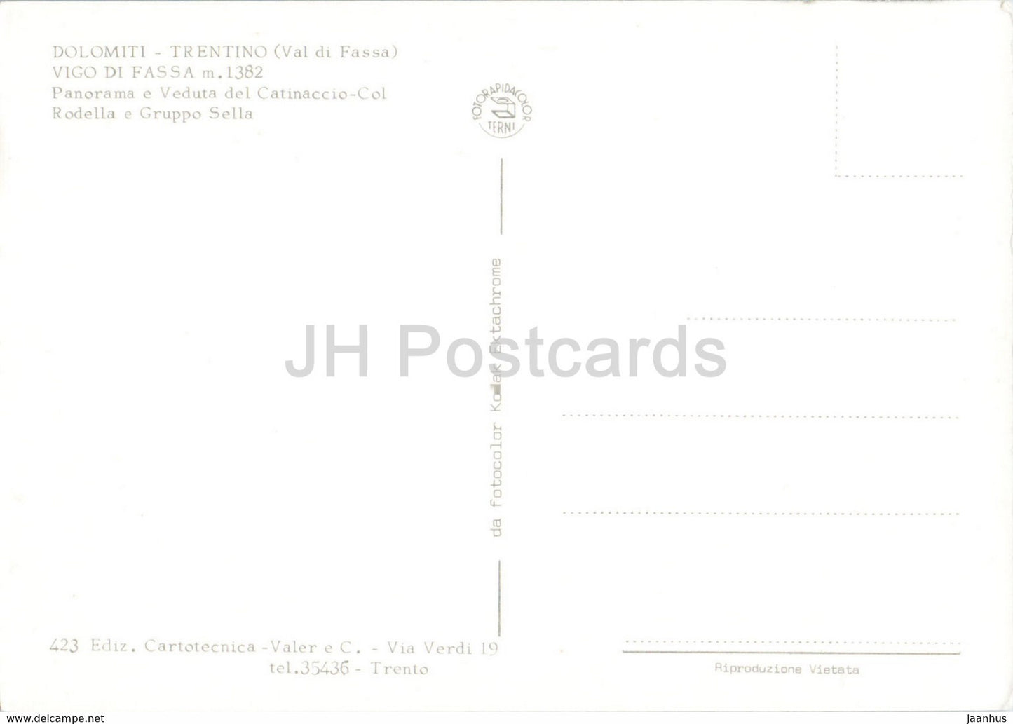 Vigo di Fassa - Panorama e veduta del Catinaccio Col Rodella e Gruppo Sella - Italy - unused