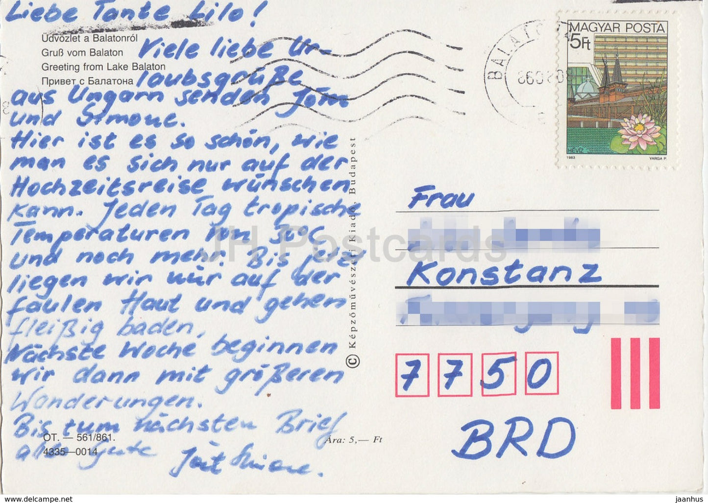 Salutation du lac Balaton - église - bateau - hôtel - multiview - 1986 - Hongrie - utilisé