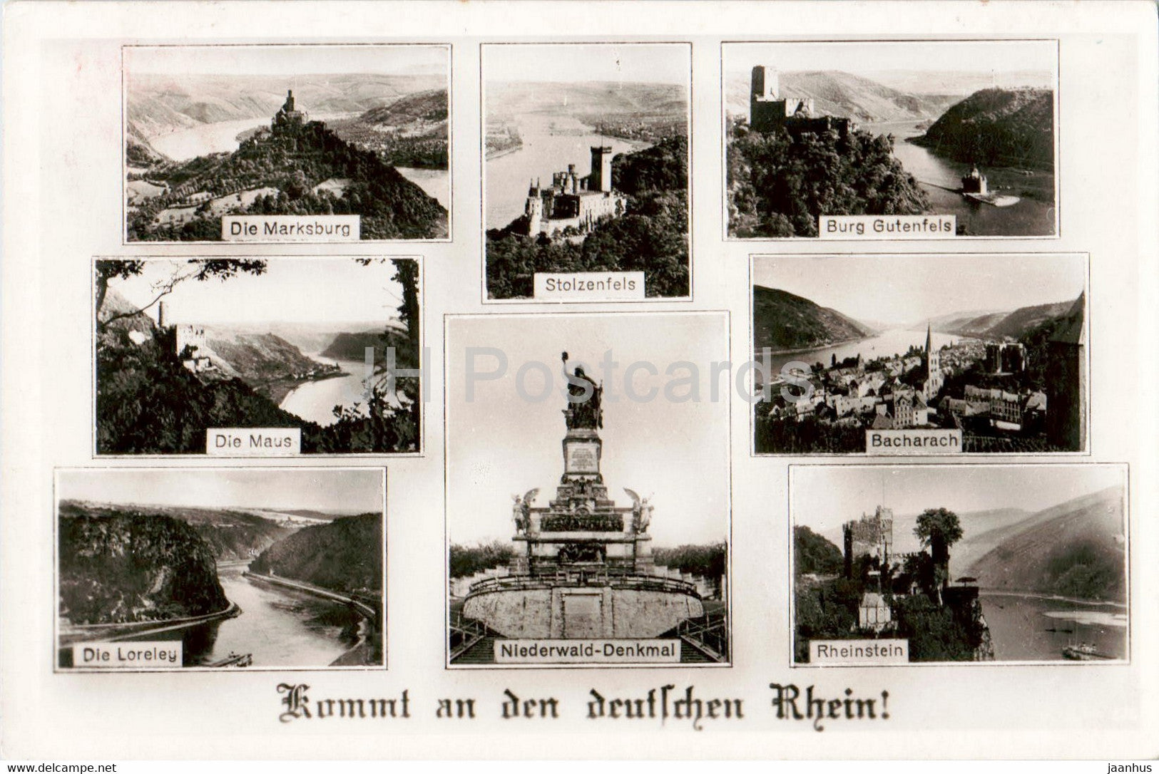 Kommt an den deutschen Rhein - old postcard - 1946 - Germany - used - JH Postcards