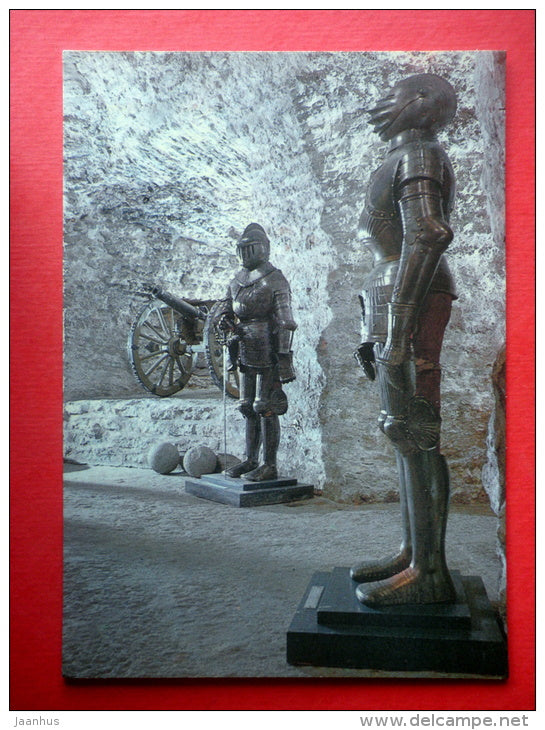 Exhibition of Town defences in Kiek in de Kök - cannon - knight´s armor - Tallinn - 1988 - Estonia USSR - unused - JH Postcards