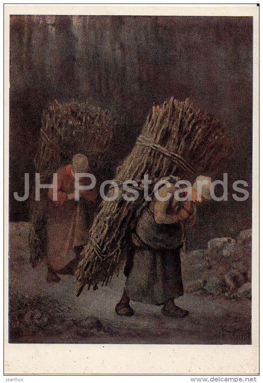 painting by Jean-Francois Millet - Woman with Firewood - French art - 1950 - Russia USSR - unused - JH Postcards