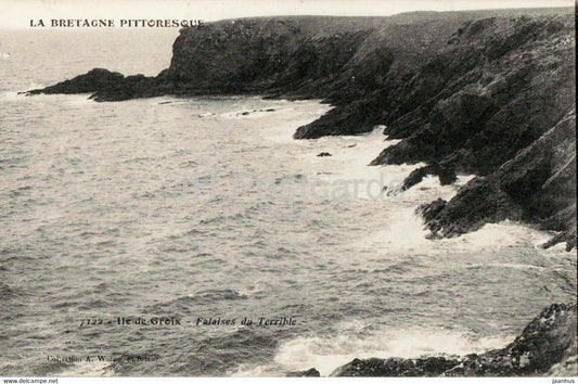 Ile de Groix - Falaises du Terrible - La Bretagne Pittoresque - 7122 - old postcard - France - used - JH Postcards