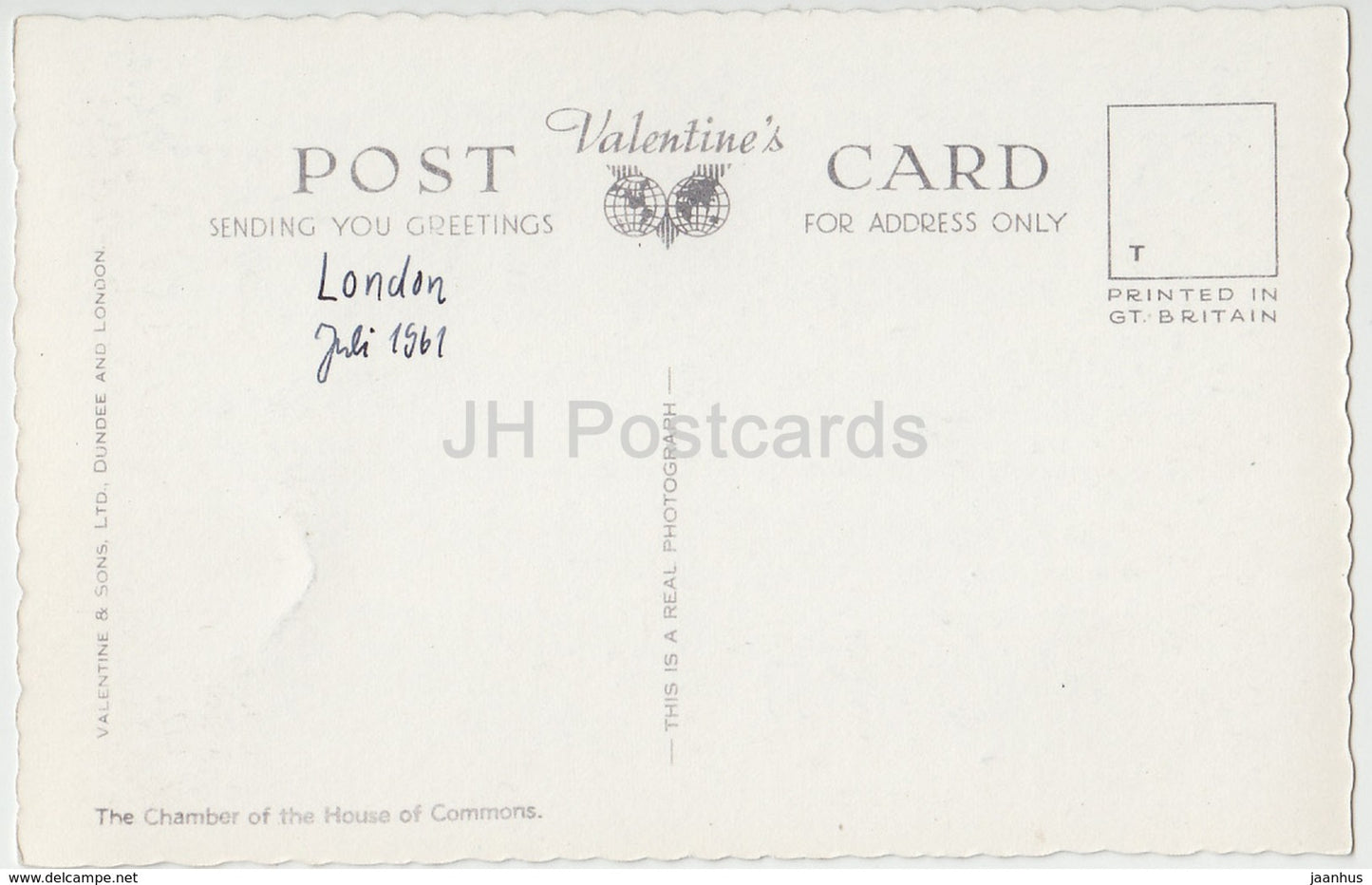 London – Die Kammer des Unterhauses – K.5234 – 1961 – Vereinigtes Königreich – England – gebraucht