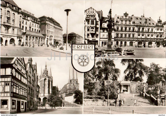 Erfurt - Interhotel Erfurter Hof - Gildehaus - Dom und Severi - Germany DDR - unused - JH Postcards