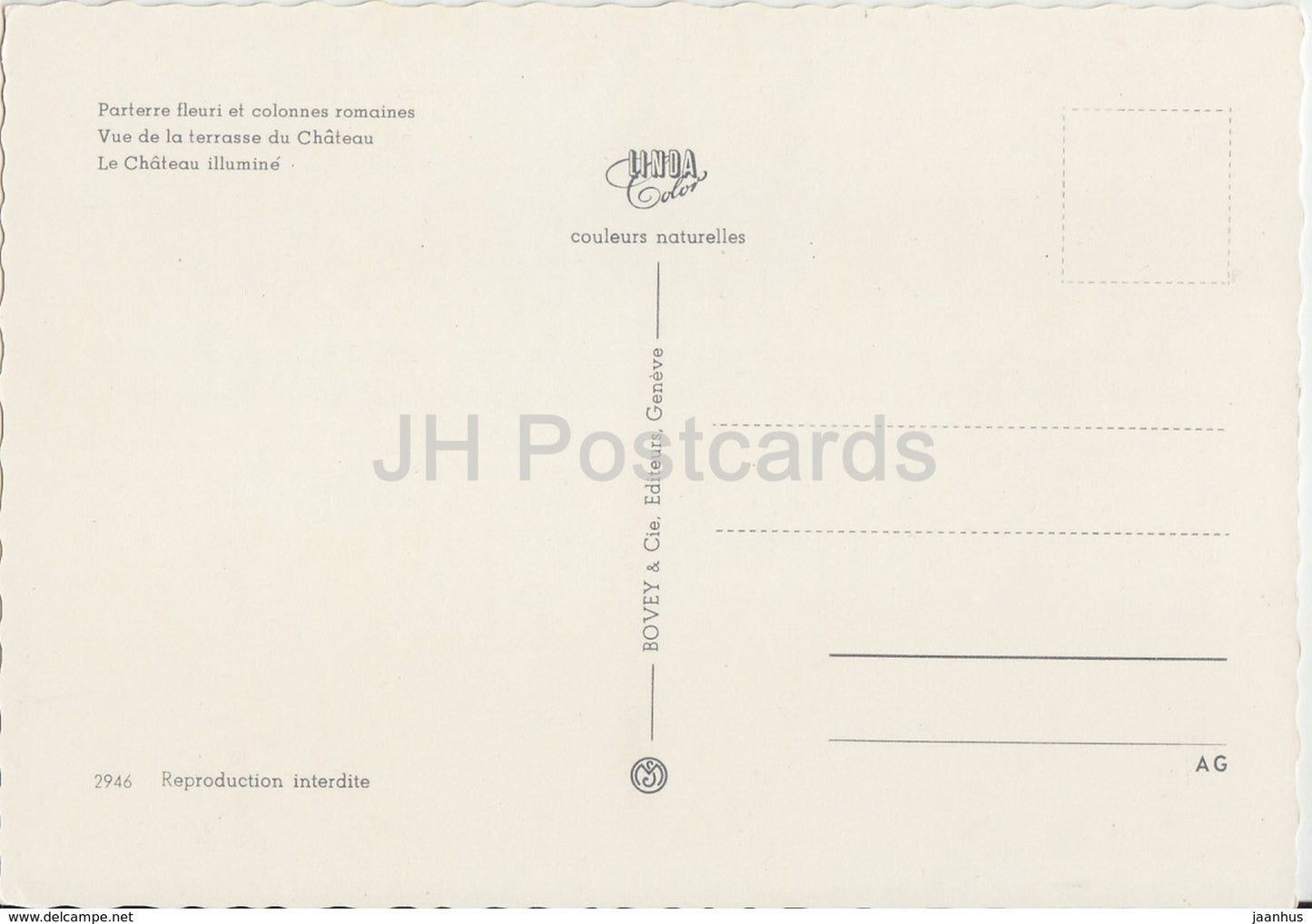 Nyon - Parterre fleuri et colonnes romaines - chateau - castle - multiview - 2946 - Switzerland - unused