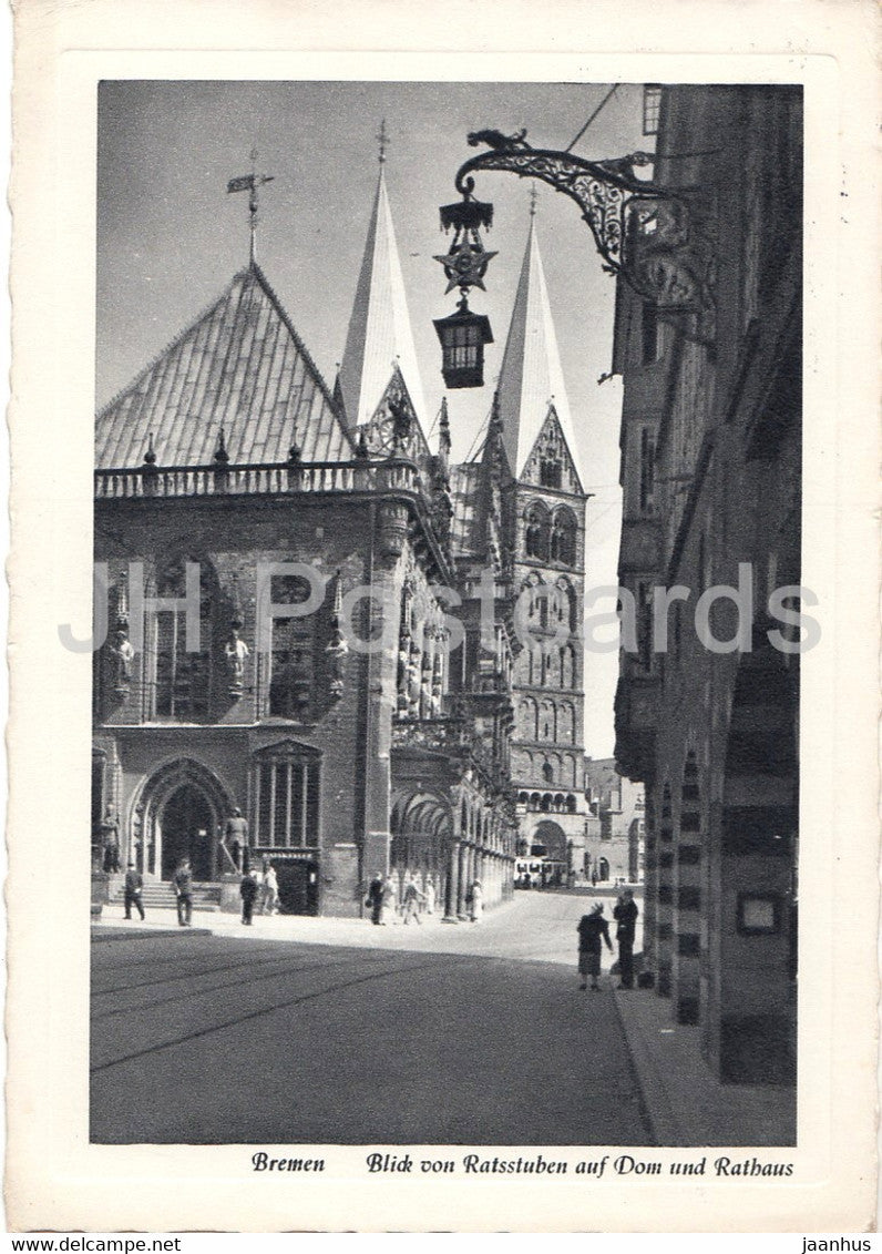 Bremen - Blick von Ratsstuben auf Dom und Rathaus - old postcard - 1953 - Germany - used - JH Postcards
