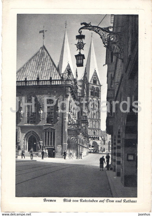 Bremen - Blick von Ratsstuben auf Dom und Rathaus - old postcard - 1953 - Germany - used - JH Postcards