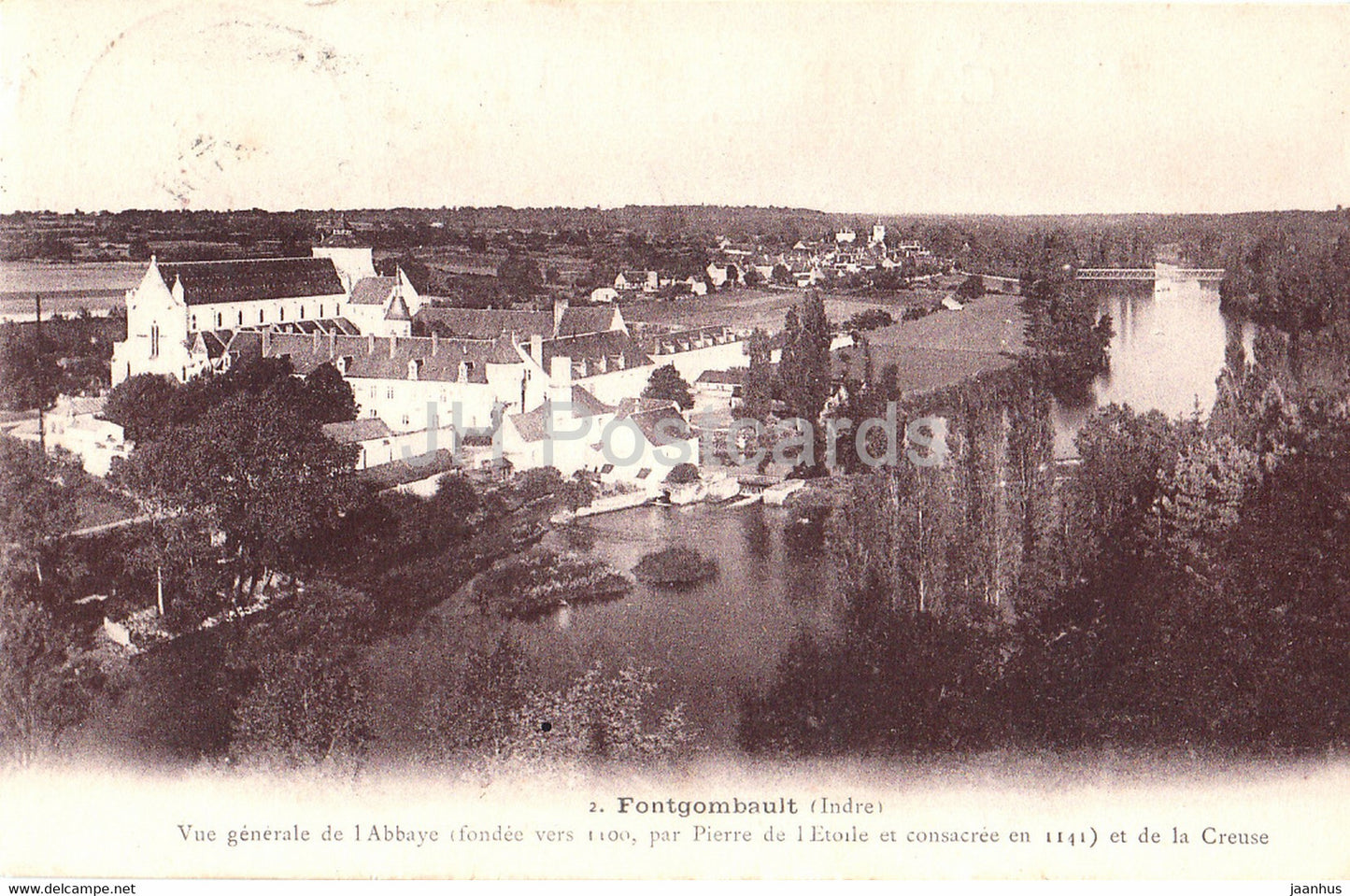 Fontgombault - Vue Generale de Abbaye - 2 - old postcard - 1932 - France - used - JH Postcards
