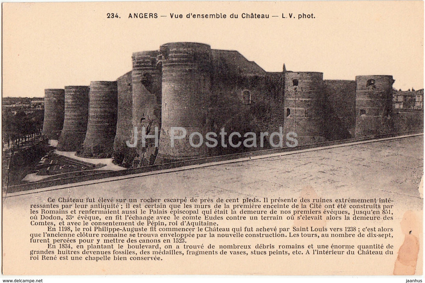 Angers - Vue d'ensemble du Chateau - castle - 234 - old postcard - France - unused - JH Postcards