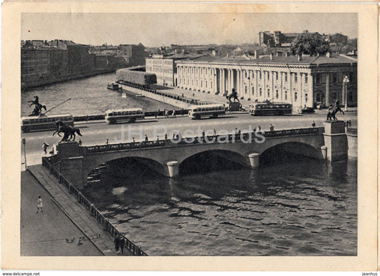 Leningrad - St. Petersburg - Anichkov bridge - bus - trolleybus - 1963 - Russia USSR - unused - JH Postcards