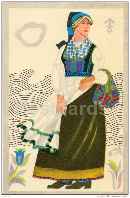 Saaremaa - Widow from Anseküla - Folk Costumes of Estonian Islands - national costumes - 1973 - Estonia USSR - unused - JH Postcards