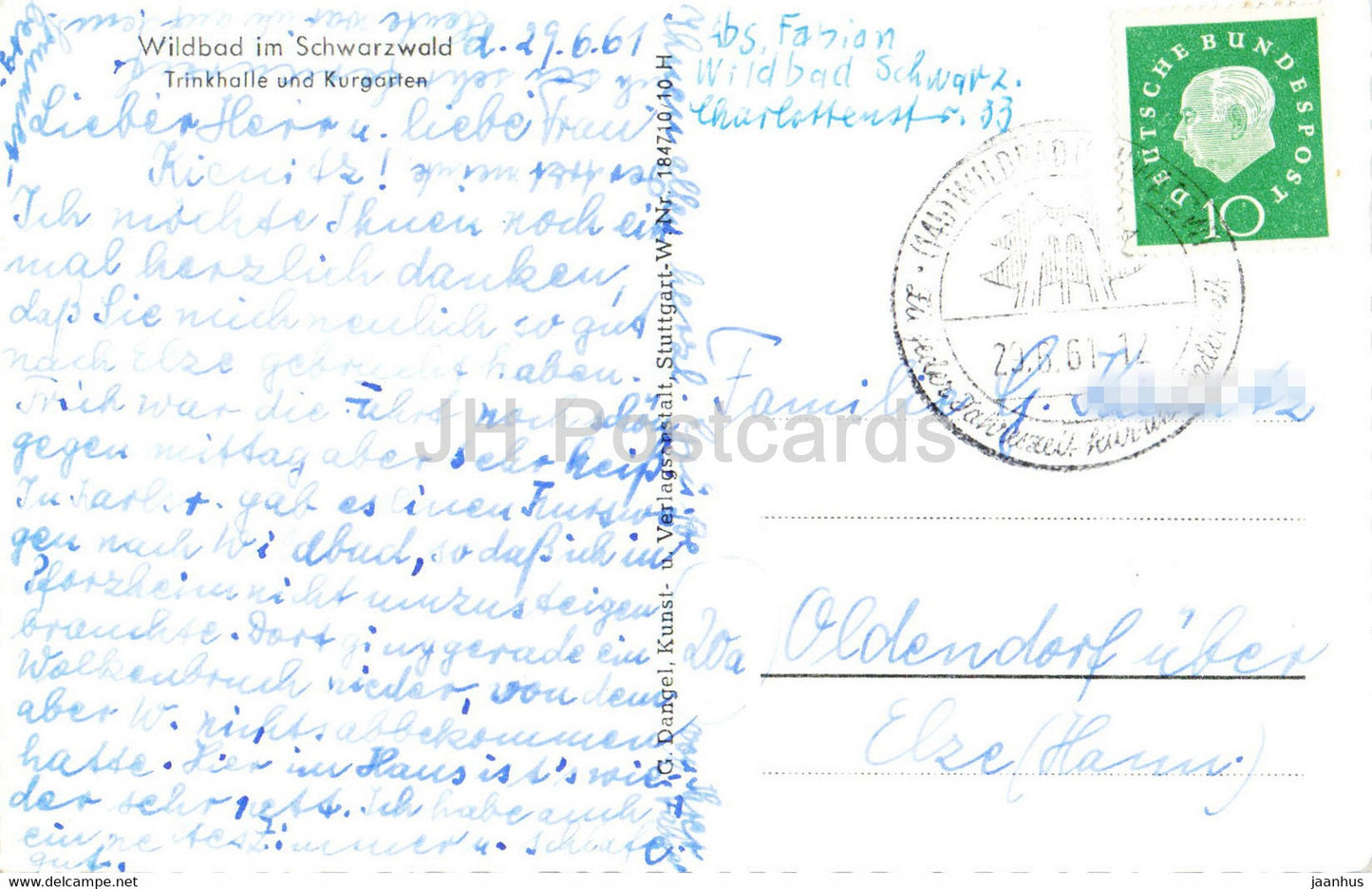 Wildbad im Schwarzwald - Trinkhalle und Kurgarten - old postcard - 1961 - Germany - used