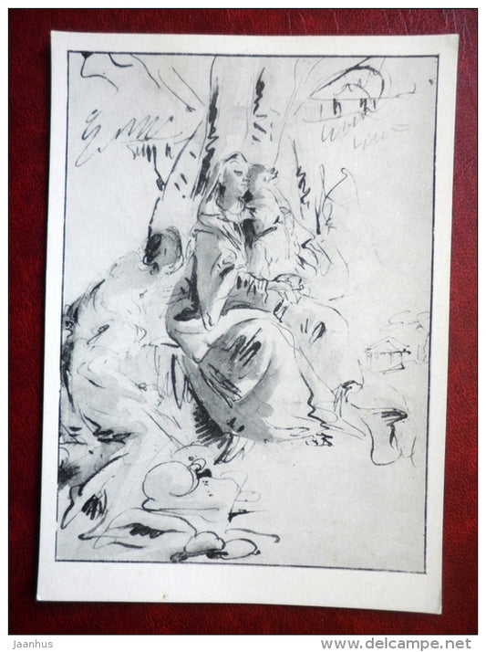 Drawing by Giovanni Battista Tiepolo - Madonna with Child - italian art - unused - JH Postcards