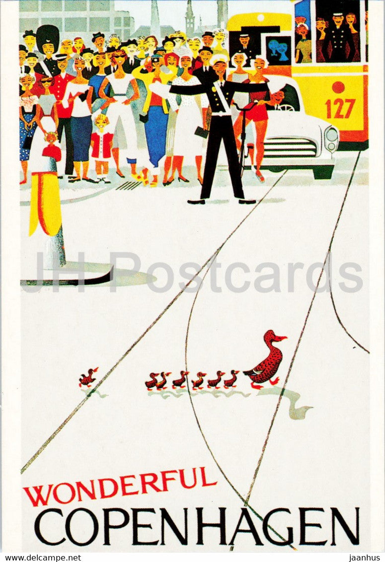 Wonderful Copenhagen - illustration - duck - birds - 161 - Denmark - unused - JH Postcards