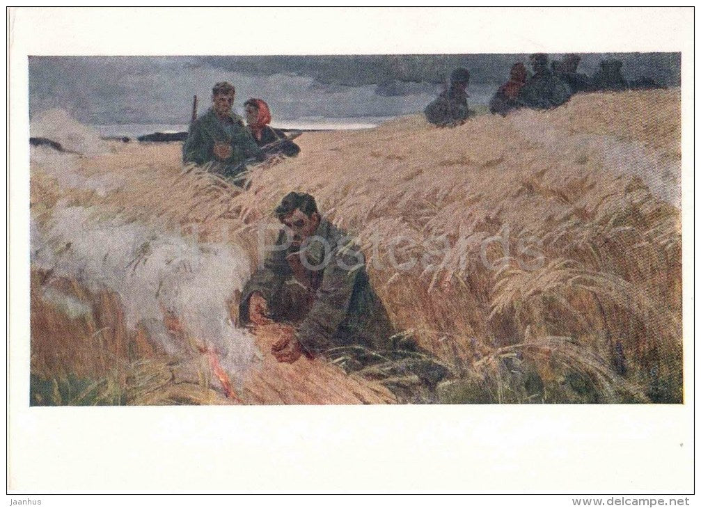 painting by A. Borodin - We will return , 1958-1960 - partisans - russian art - unused - JH Postcards