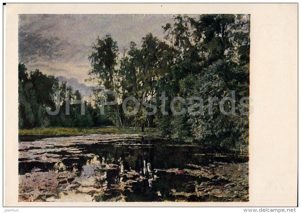 painting by V. Serov - Overgrown pond , 1888 - Russian art - 1953 - Russia USSR - unused - JH Postcards