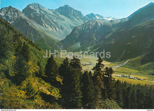 Davos Sertig Dorfli 1860 m - Arvenwald auf Mittagshorn - Plattenflue - Hoch Ducan - 1016 - Switzerland - used - JH Postcards
