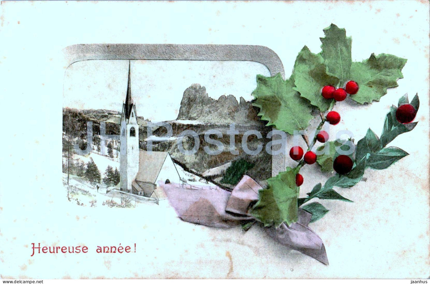 New Year Greeting Card - Heureuse Annee - A. S. V. - 12 - old postcard - 1907 - France - used - JH Postcards