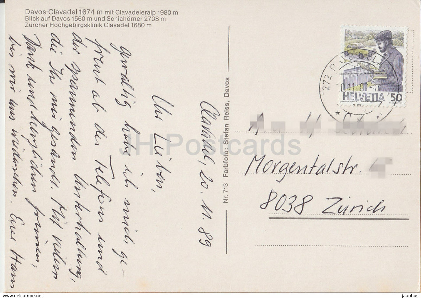 Davos Clavadel 1674 m - Clavaderelalp - Schiahorner - 713 - 1989 - Schweiz - gebraucht