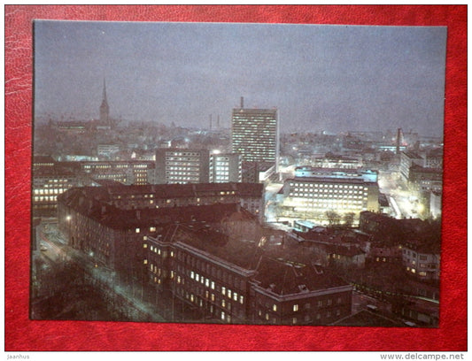 A View of the Town at night - Tallinn - 1985 - Estonia USSR - unused - JH Postcards
