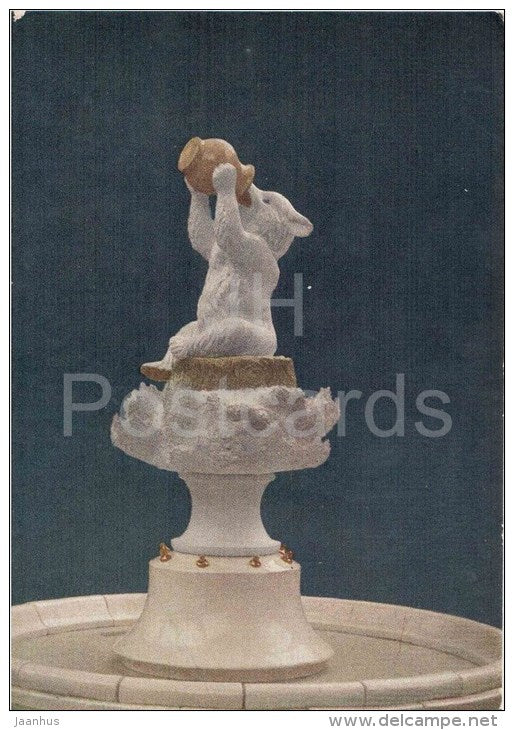 sculpture by A. Sotnikov - Children's Fountain with Baby Bear - porcelain - russian art  - unused - JH Postcards