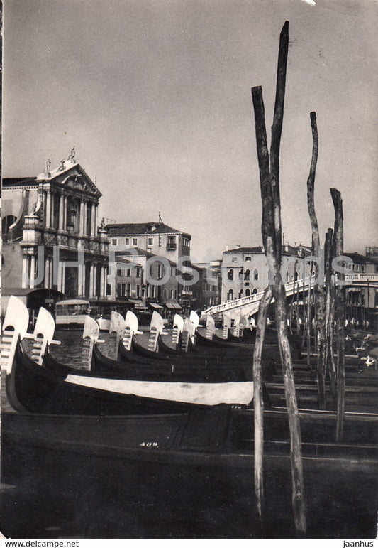 Venezia - Scorcio - Venice - hotels Atlanta e Urania seal - gondola - old postcard - Italy - used - JH Postcards