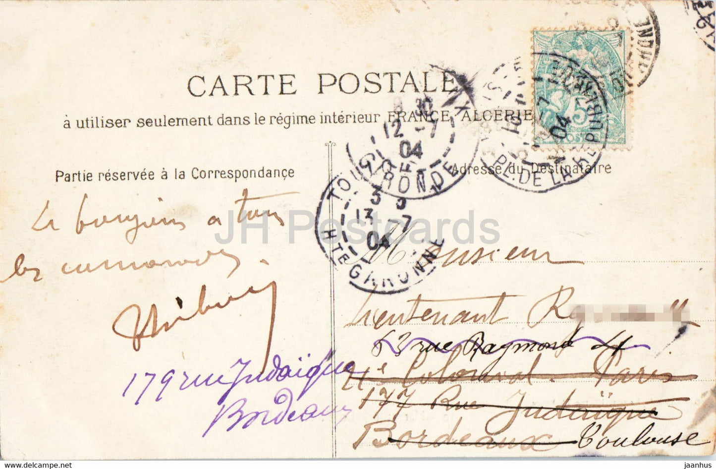 Marseille - Le Palais de La Bourse - 10 - tram - old postcard - 1904 - France - used