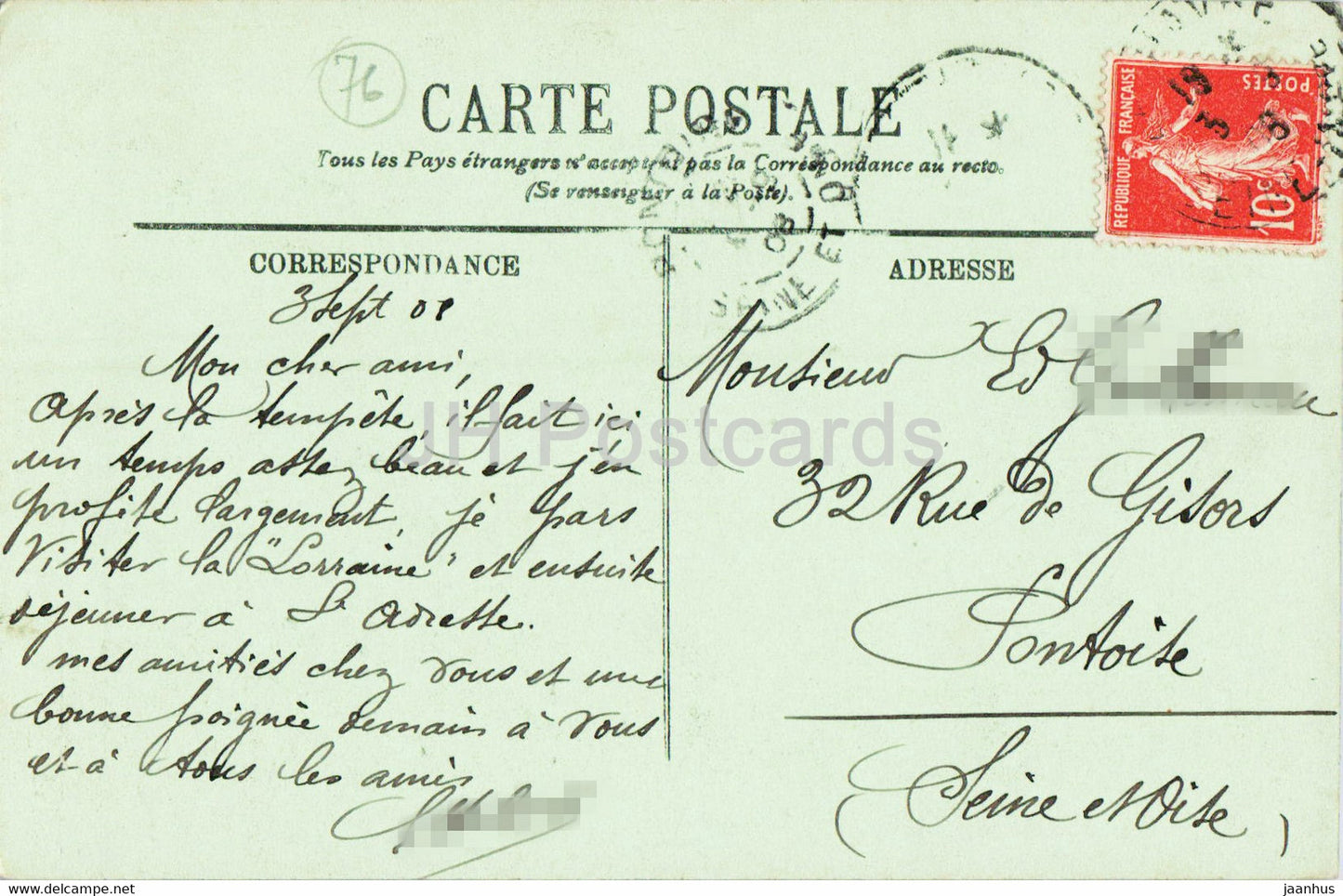 La Vallee de Sainte Adresse - 217 - old postcard - 1908 - France - used