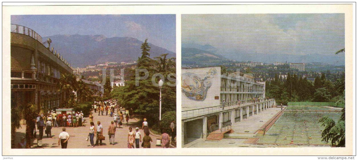 Lenin embankment - swimming pool - Yalta - the south coast of Crimea - 1979 - Ukraine USSR - unused - JH Postcards