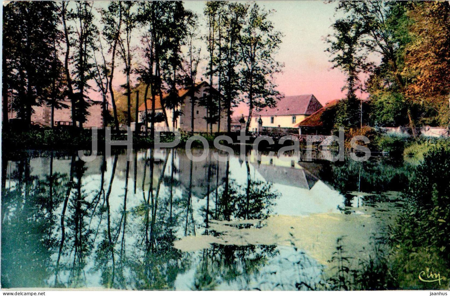 Lure - Etang de Lafond - pond - old postcard - France - unused - JH Postcards