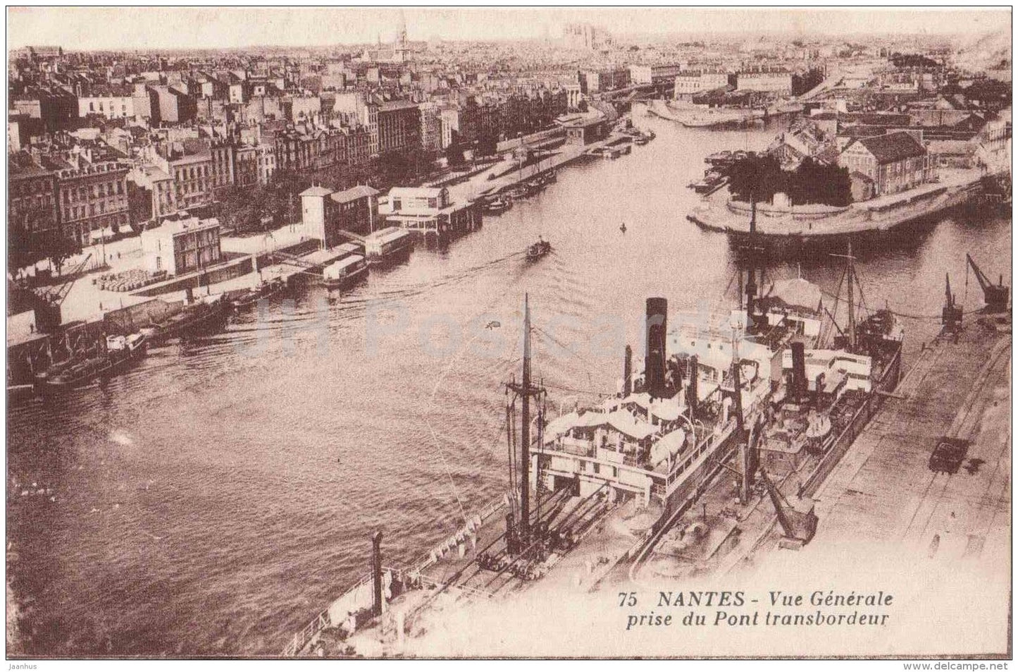 Vue Generale prise du Pont transbordeur - port - Nantes - France - 75 - Gilbert - old postcard - unused - JH Postcards