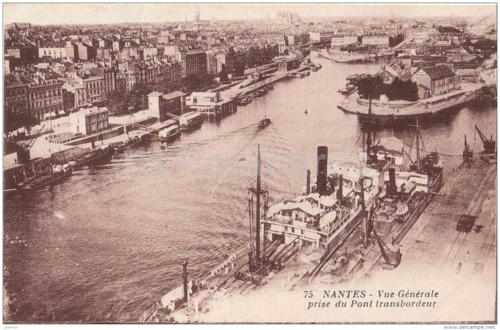 Vue Generale prise du Pont transbordeur - port - Nantes - France - 75 - Gilbert - old postcard - unused - JH Postcards