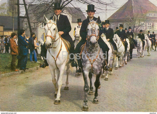 Osterreiten in Radibor - Oberlausitz - horse - rider - Germany DDR - unused - JH Postcards