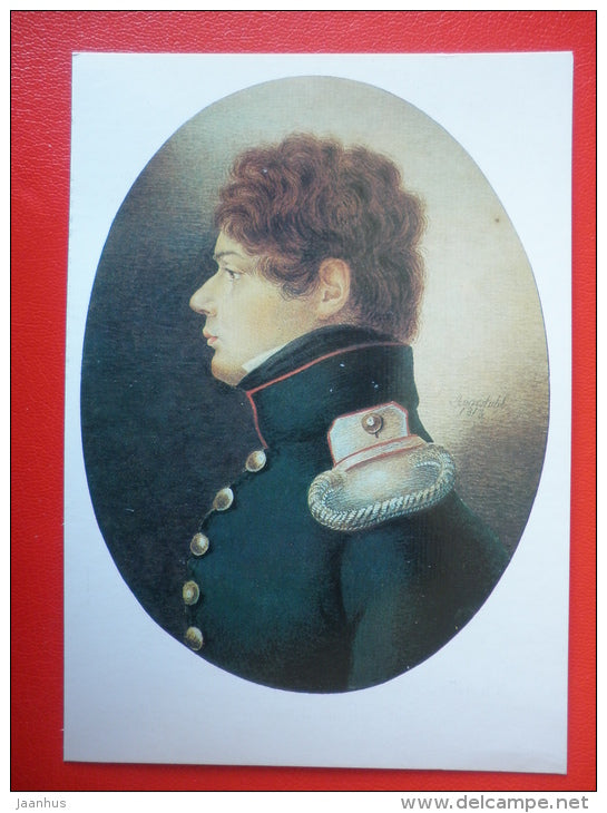 painting by E. Rockstuhl , portrait of Z. Chernyshev - Pushkin and his contemporaries - russian art - unused - JH Postcards