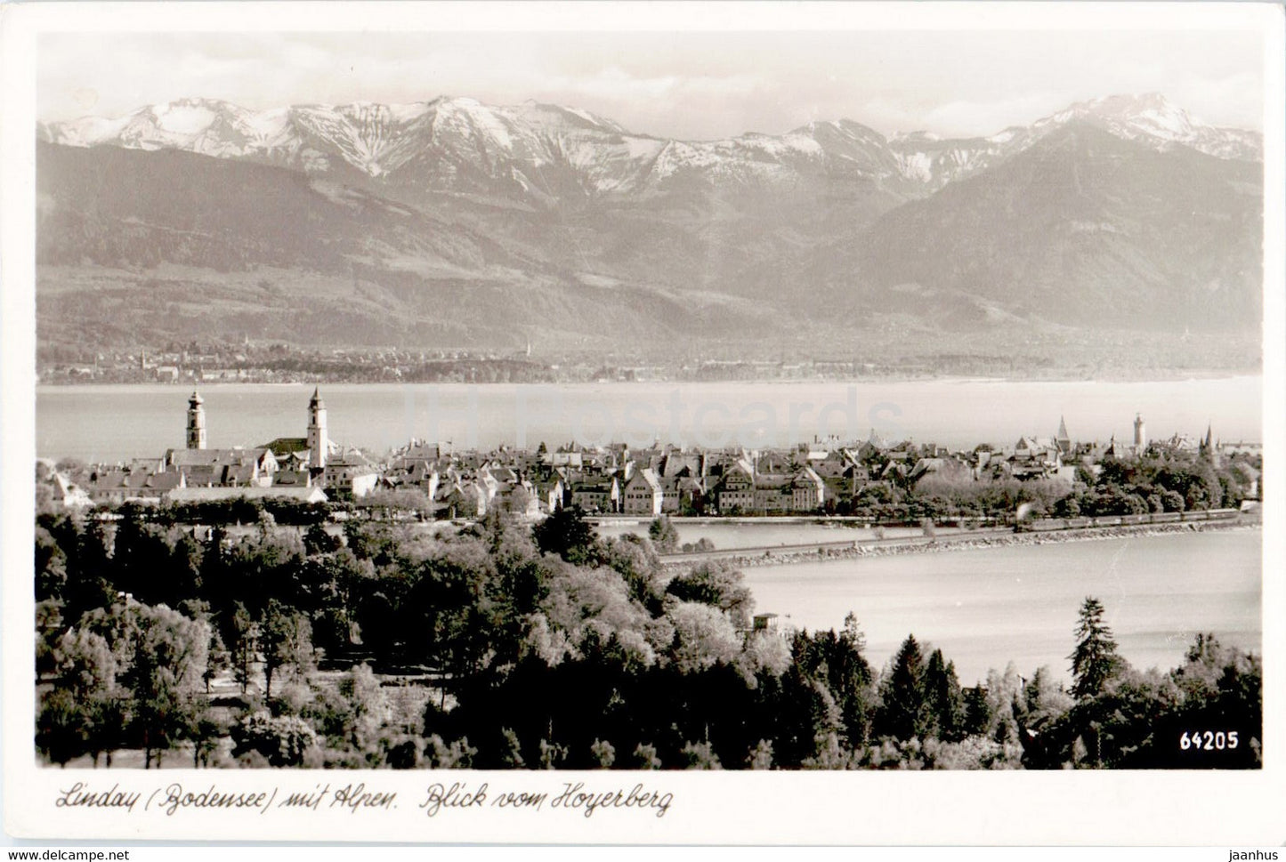 Lindau Bodensee mit Alpen - Blick vom Hoyerberg - 1962 - Germany - used - JH Postcards