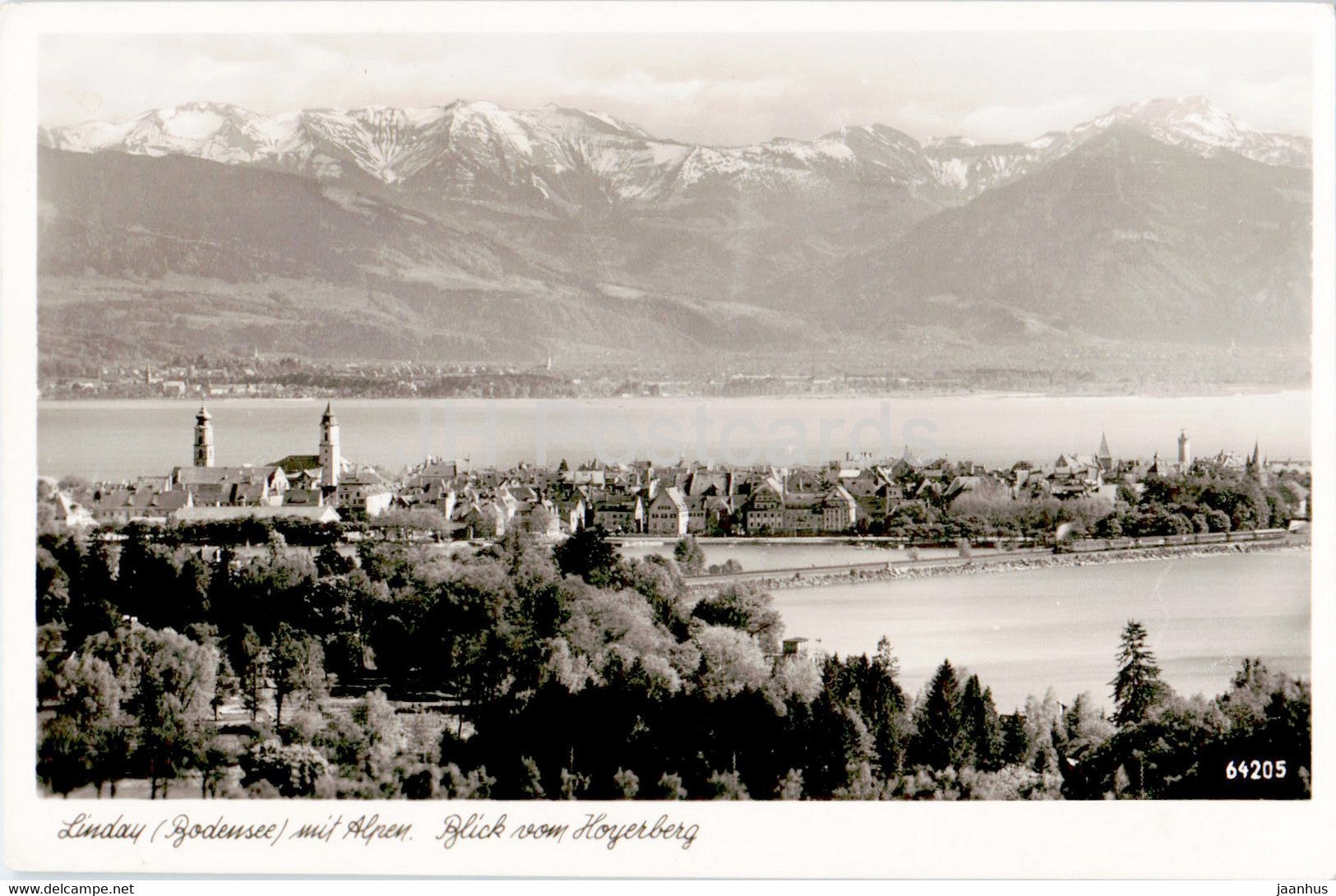 Lindau Bodensee mit Alpen - Blick vom Hoyerberg - 1962 - Germany - used - JH Postcards