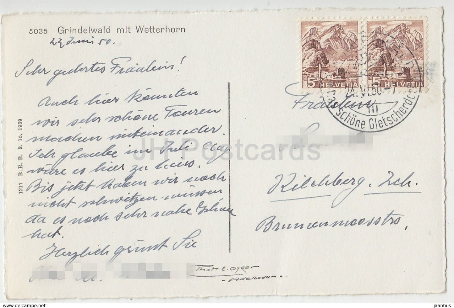 Grindelwald mit Wetterhorn - 5035 - Switzerland - 1950 - used