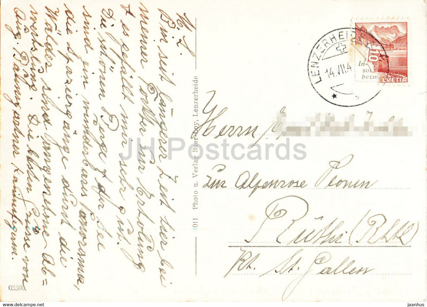 Lenzerheide - Heidsee mit Piz d'Arblatsch und Piz Forbisch - 03360 - années 1940 - carte postale ancienne - Suisse - utilisé